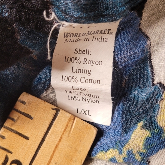 World Market Floral Boho Bohemian Lace High Neck Modest Maxi Dress sz L/XL - Picture 6 of 10